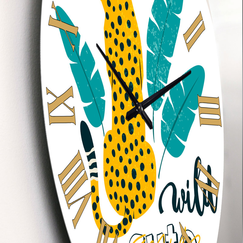 Illustration mignonne sauvage de léopard - horloge murale moderne, Petit