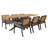 7 Piece Acacia Wood Dining Table Set with 6 Chairs for Patio
