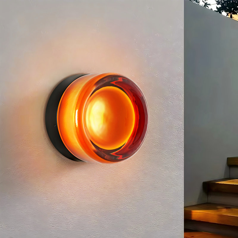 Adalat Led Dimple Flush Mounted Sconce, Orange