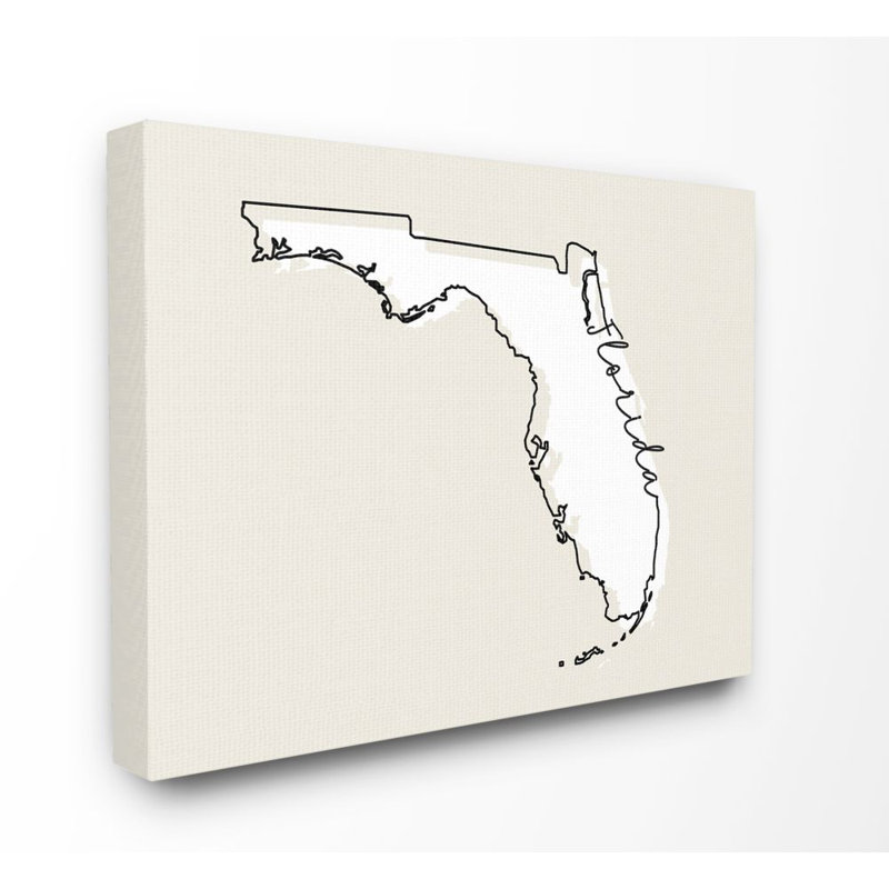 «Florida Home State Map Neutral Design», impression sur toile, H 36 po x l 48 po x P 1,5 po, Toile tendue