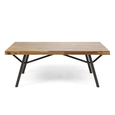 Modern Design Wood Coffee Table With Iron Legs, Finish, 50"X23.5"X17.89" Backyard Furniture And Table, Spacious