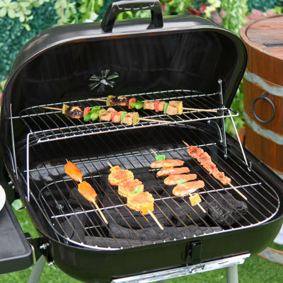 21" Portable Charcoal Grill With Bottom Shelf - Wheels And Adjustable Vents For Backyard, Camping, Picnic Wonderful Barbecue Grilling