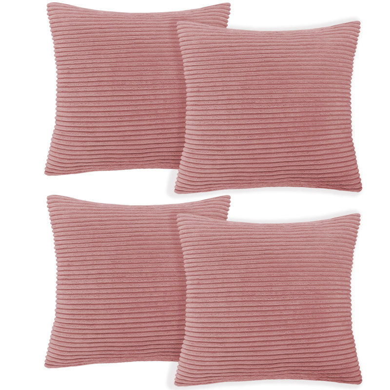 Striped Square Euro Cushion Cover, Light Pink