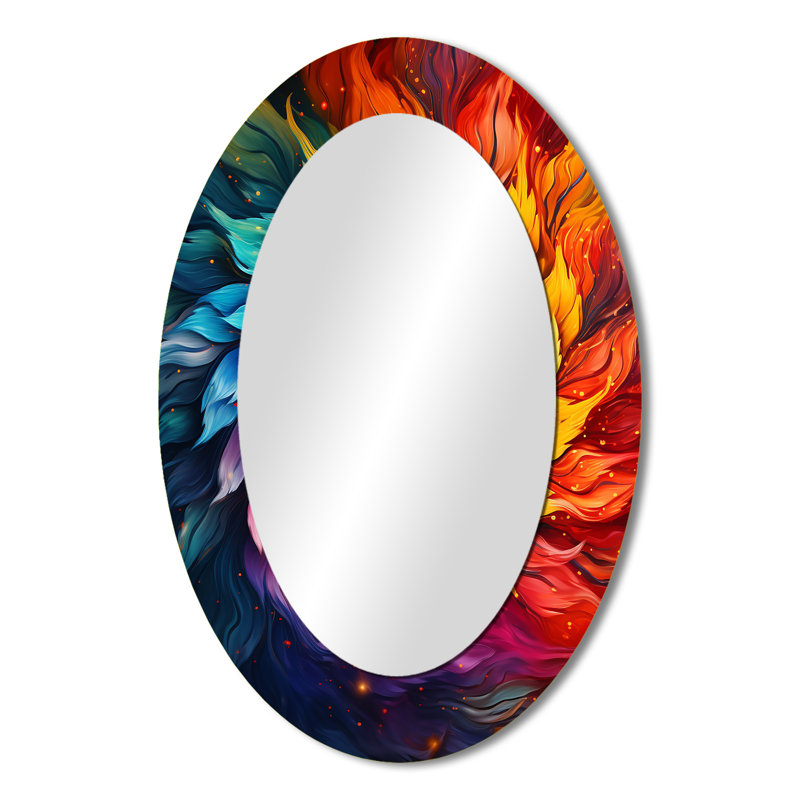 Fractal Colorfulfloral Spiral II - Miroir mural moderne multicolore, H 36 po x l 24 po