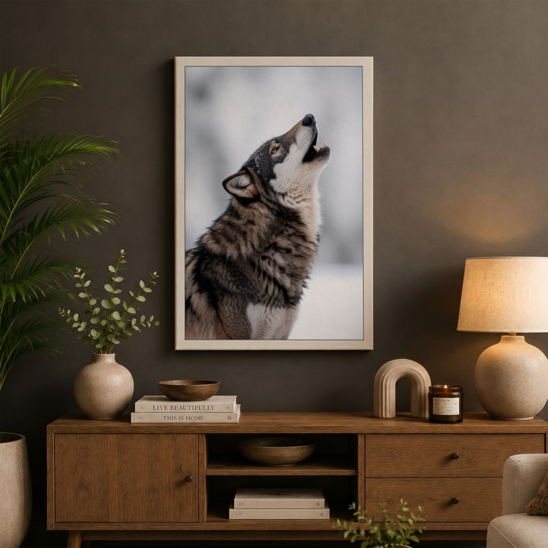 Wolf in Winter Modern - Wrapped Canvas, 18x12 - 45.7 x 30.5 cm, White Border