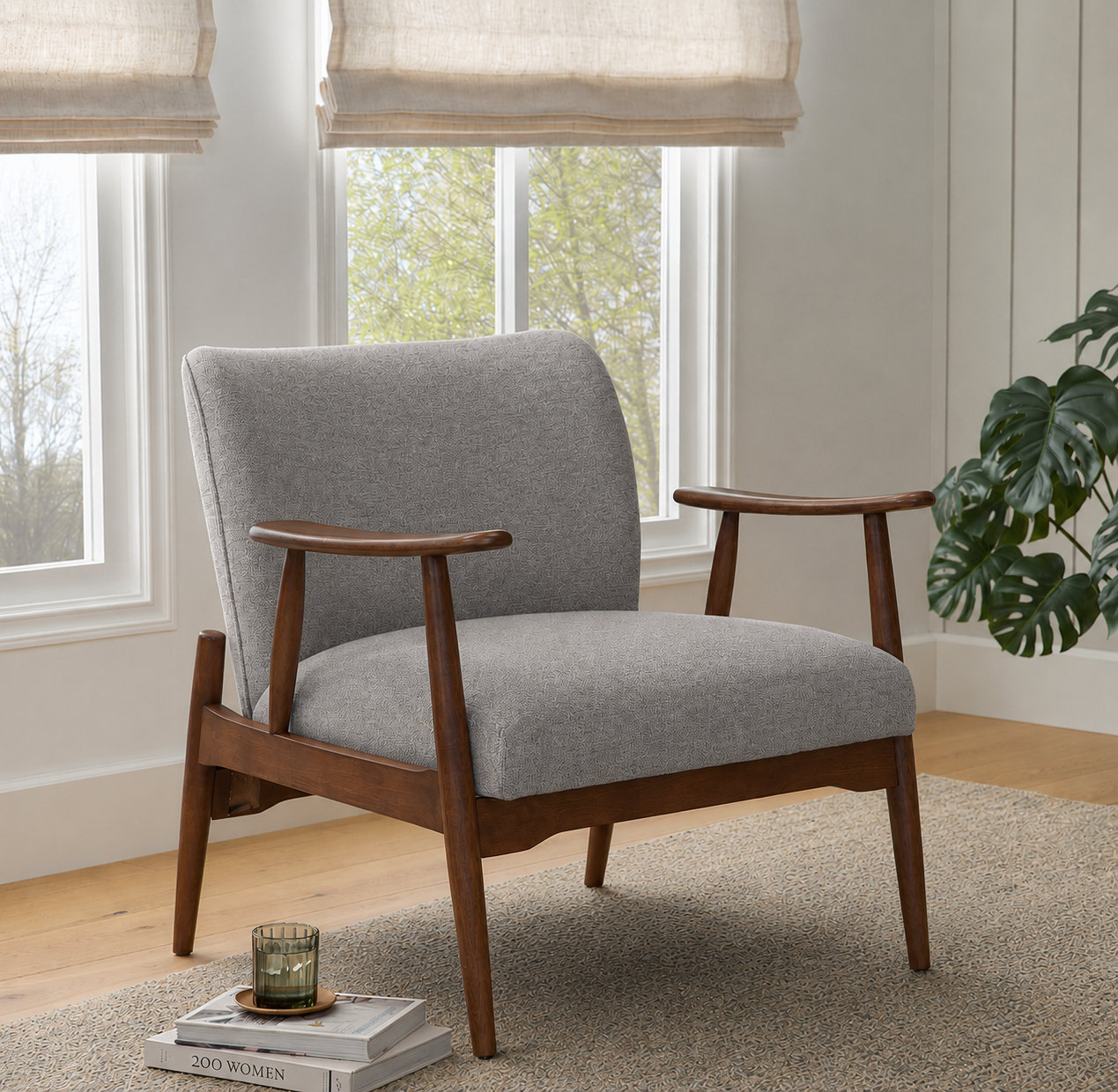 Imone Lounge Chair, Gray, Dark Brown