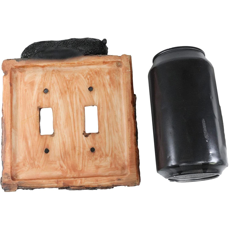 Ebros  Set Of 2 Novelty Woodland Rustic Forest Black Bear By Rustic Tree Bark Electrical Wall Li