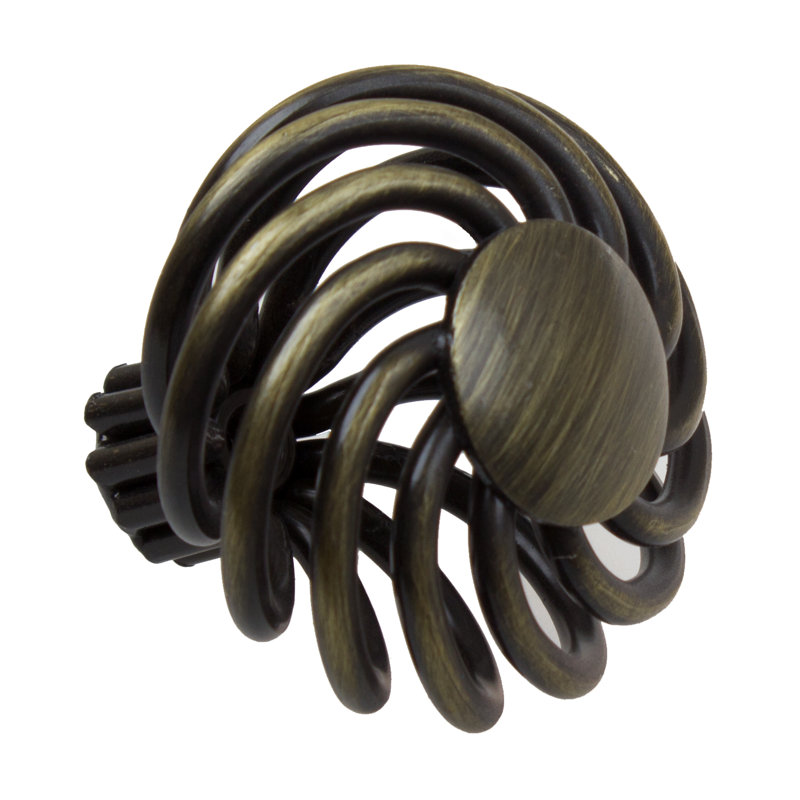 1 1/2" Diameter Birdcage Knob, Antique Brass, 1