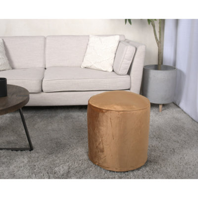 Pouf cylindrique en velours abricot, plancher et 16 x 16 x 16, capacité de poids de 200 lb, nettoyage des taches seulement, coussin de rembourrage, velours, 16 po x 16 po x 16 po, limite, propre, rembourrage