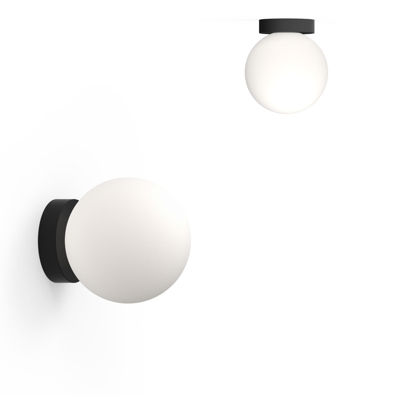 Bola Sphere Globe Flush Mounted Sconce, 9,6" H x 8" W x 8" D, Matte Black