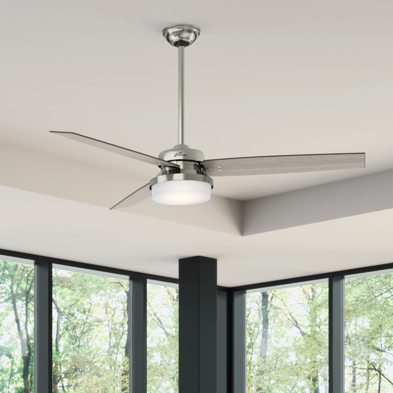 Ventilateur de plafond à 3 pales 60 po avec trousse d'éclairage à DEL et télécommande à main 60 po Sentinel, Nickel brossé