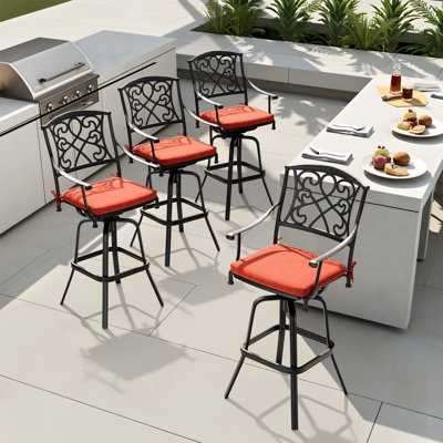 Tabouret de bar pivotant en aluminium 29,7 po avec coussin Sunbrella