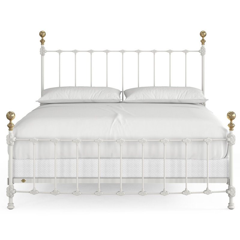 151 Palatial Bed | Complete Arched Foot, California King, Matte White/Antique Gold