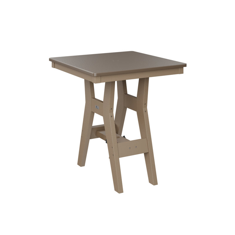 Table de bar carrée 28 po Berlin Gardens Harbor, Bronze martelé, H 38,87 po x l 28 po x P 28 po, Bois vieilli
