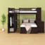 Lit mezzanine en bois multifonctionnel peu encombrant avec rangement, finition espresso