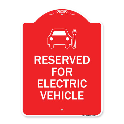Enseigne Signmission Designer Series - Réservée aux véhicules électriques (avec graphique) | Panneau architectural rouge et blanc en aluminium de gros calibre 18 po x 24 po | Protégez votre entreprise et votre commune | Fabriqué aux États-Unis