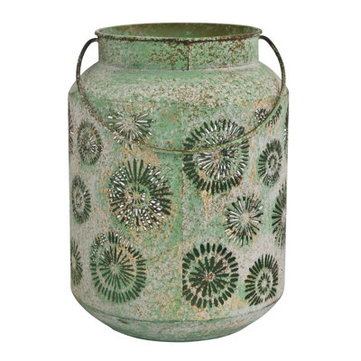 Metal Candle Lantern with Handle, Vintage Lantern for Indoor Outdoor Use – Tabletop Patio Wedding Mantel Decor
