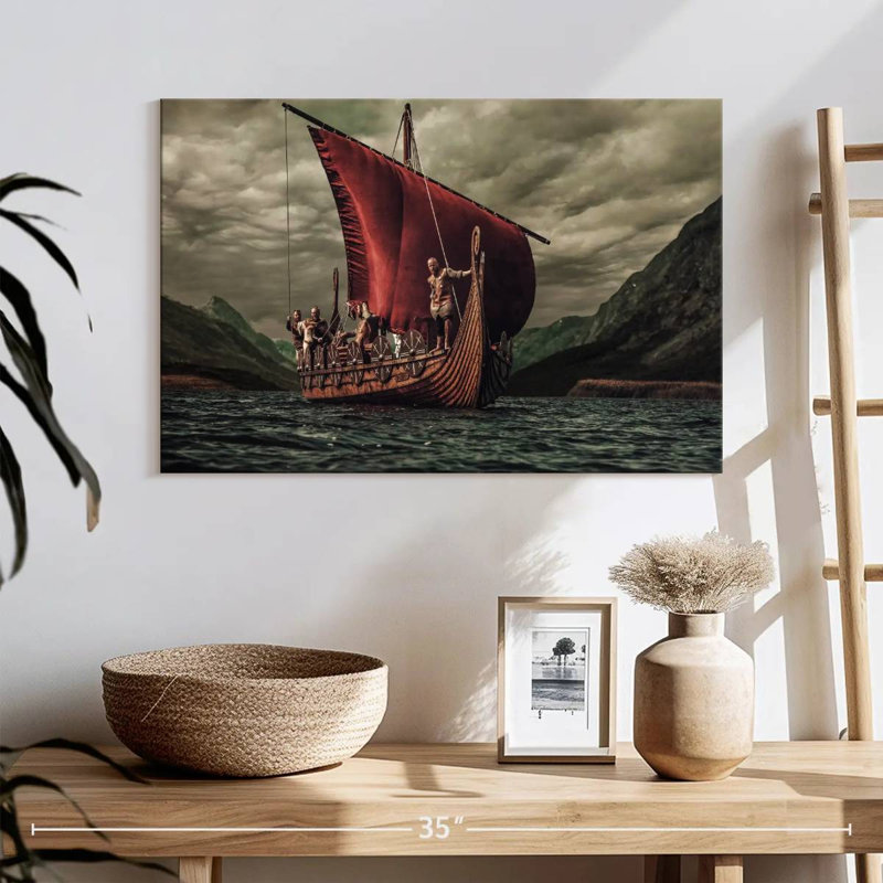 Mehar Vikings On Drakkar Boat, 16" H x 24" W
