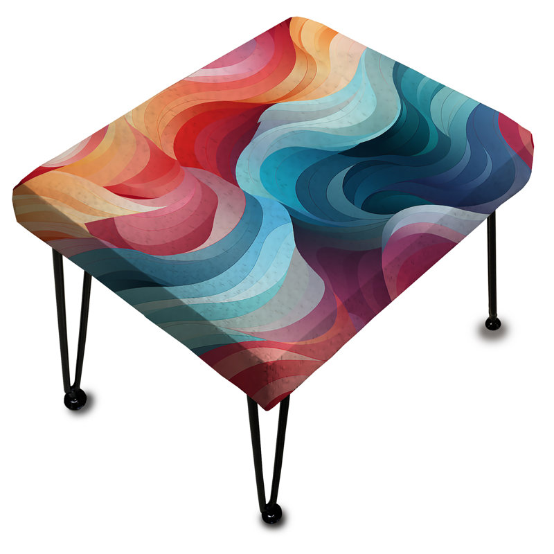 Repose-pieds rectangulaire moderne à rayures bleues et roses Fusion