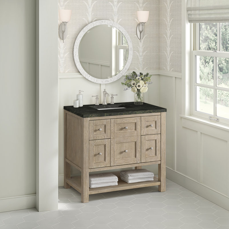 Breckenridge 36'' W Single Vanity, Whitewashed Oak, Phantome Eclos, 8" Widespread
