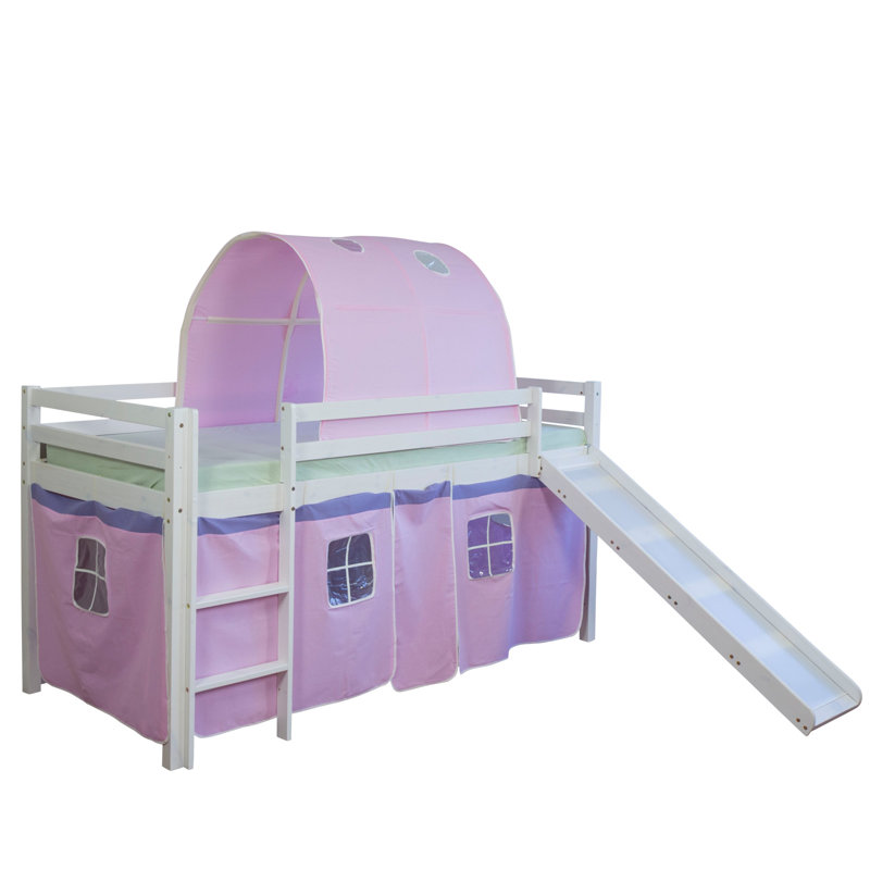 Alyce European Single (90 X 200Cm) Solid Wood Low Loft Bed by Zoomie Kids, Light Pink