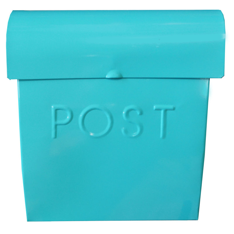 Light Turquoise Aluminum Wall Mounted Mailbox with Newspaper Holder