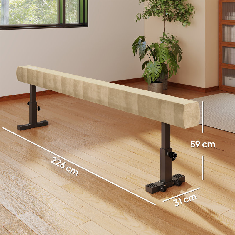 HOMCOM 7.5ft Adjustable Balance Beam with Wheels for 6+ Years Old Training