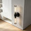 Applique murale moderne noire avec abat-jour en verre fileté, luminaire de meuble-lavabo durable pour le salon, la chambre à coucher et le couloir-540122673-540122672