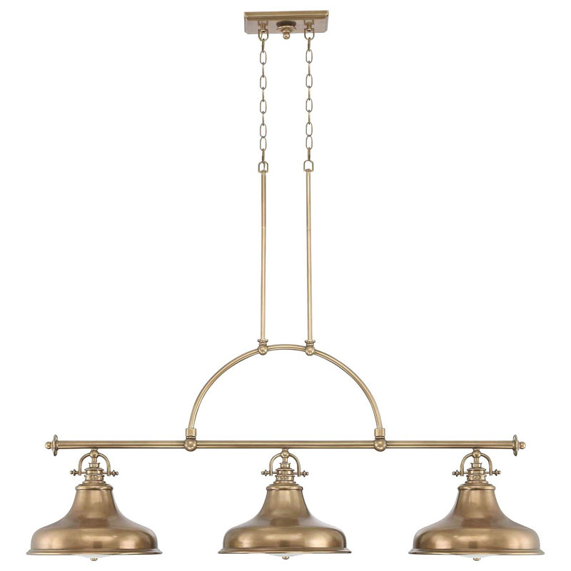 Bridges 3 - Light Kitchen Island Pendant, Weathered Brass