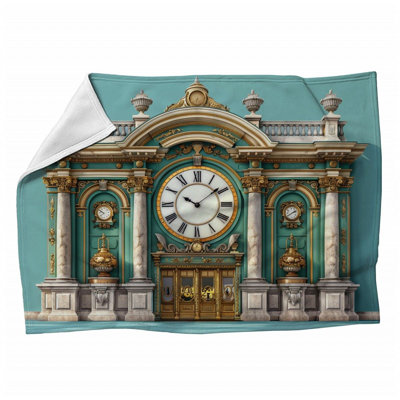 Clock Tower Architecture Machine Printed Throw Blanket