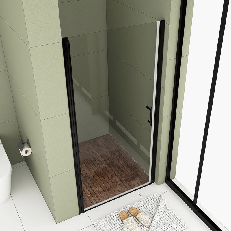 Porte de douche pivotante 36 "x 72" sans cadre, Noir mat