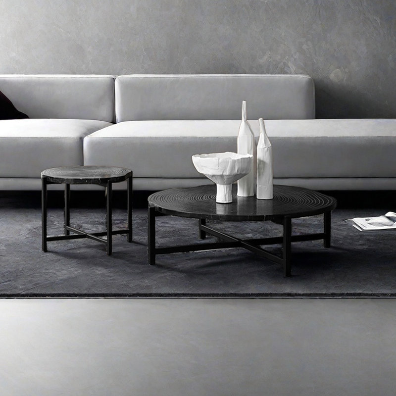 Table basse irrégulière en bois massif, Noir, noir, noir, noir, Noir, noir, noir, noir