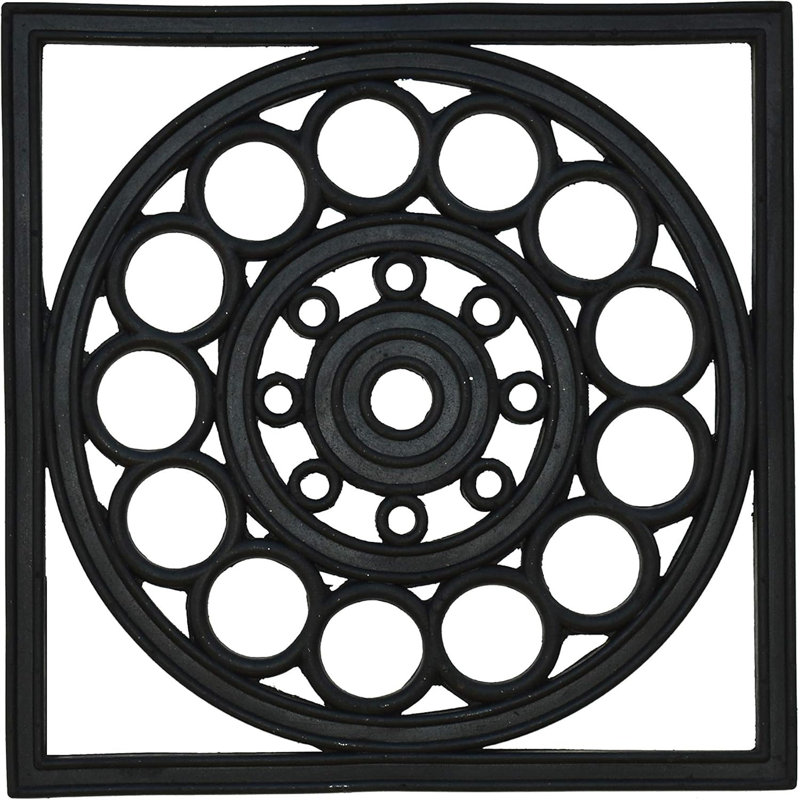 16" X 16" Black Square Outdoor Rubber Door Mat