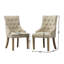 Ensemble de 2 chaises à oreilles capitonnées en bois massif brun clair avec têtes de clous-1182186098