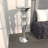 Lorena Glass Mosaic Mirrored Turned Floor Silver Pedestal Table