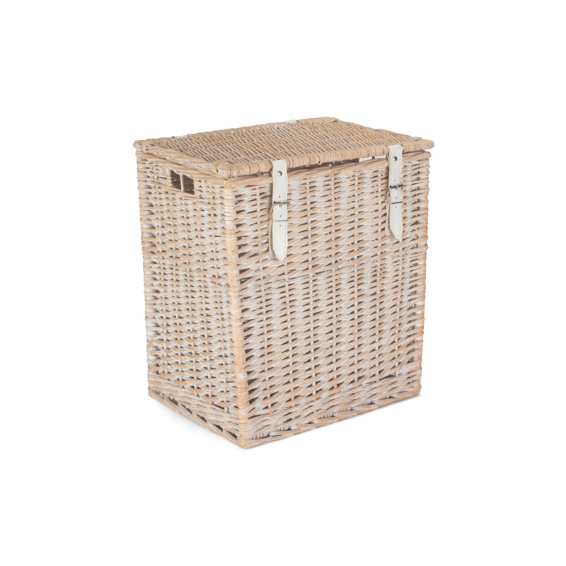 Wicker Vintner Hamper Storage Basket, White Wash, 44cm H x 39cm W x 29cm D