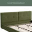 Structure de lit en velours, lit plateforme tapissier avec tête de lit capitonnée incurvée, coins carrés doux