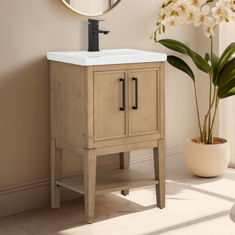 Cheriton 20'' Single Bathroom Vanity with Ceramic Top, Fir Essence