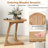 1 PCS Teak Wood Side Table Round Sofa End Table with Slatted Tabletop Nightstand
