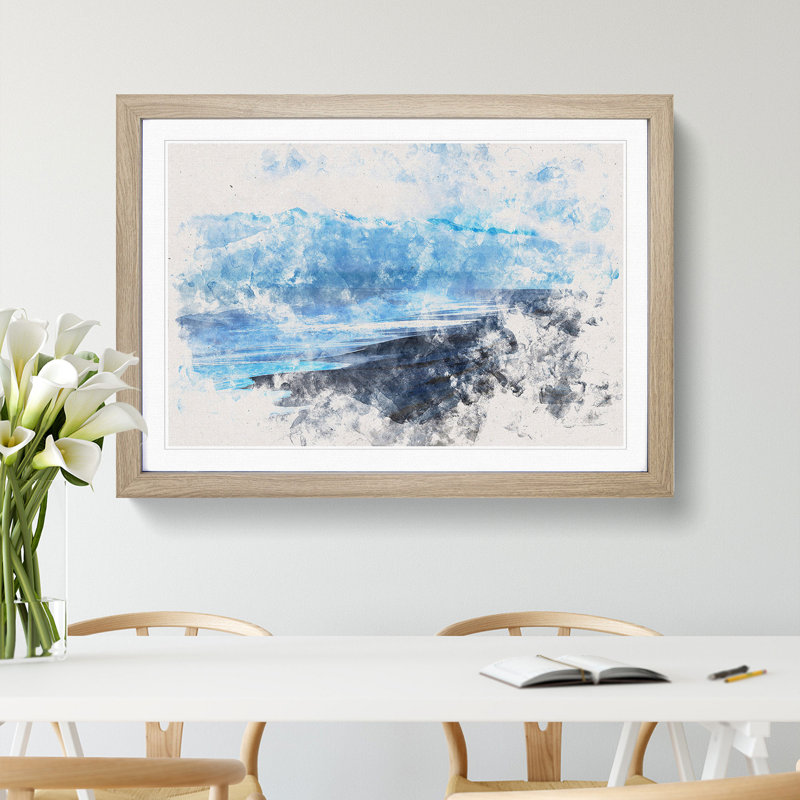 Mountain Beach - Framed Print, 62cm H x 87cm W x 2cm D, Oak Framed