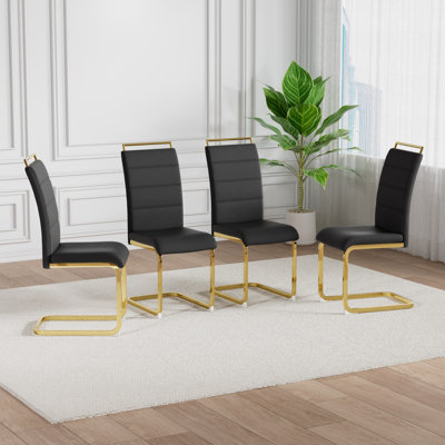 Ensemble de 4 chaises de salle à manger modernes avec chaises rembourrées en similicuir et dossier haut pour la salle à manger, la cuisine et le salon