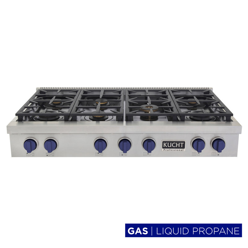 48" 7 Burner Cooktop, Liquid Propane, Royal Blue