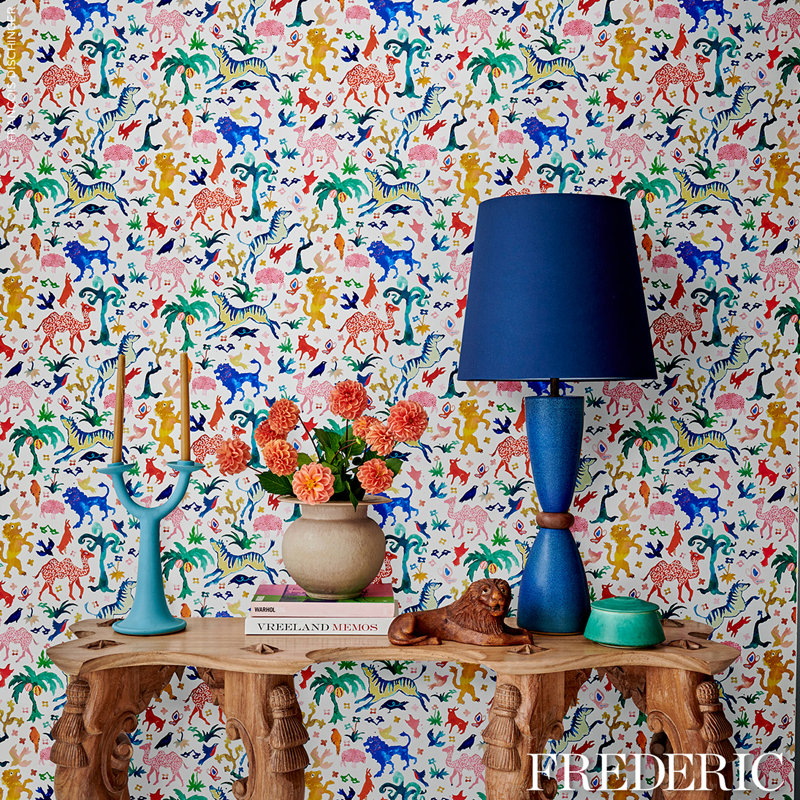 Schumacher x Happy Menocal Beasts Wallpaper, Ivory