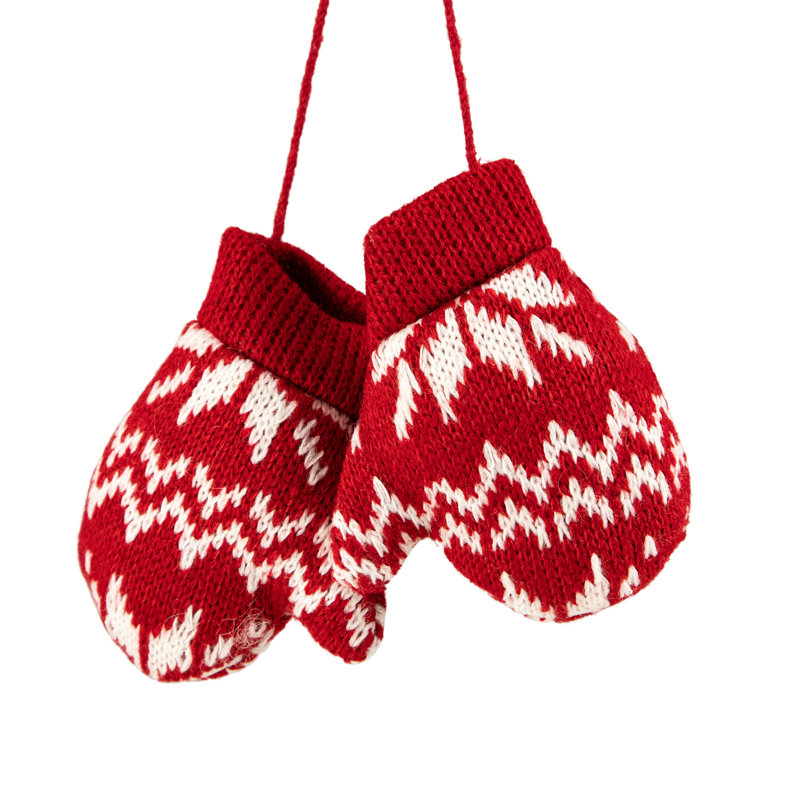 Ornement de Noël 4 po en tricot nordique rouge et blanc