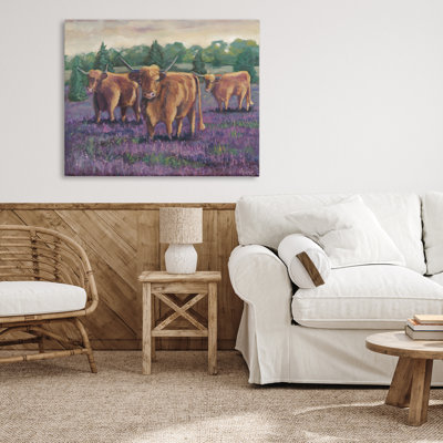 Purple Fields & Cows Canvas, design by Marnie Bourque