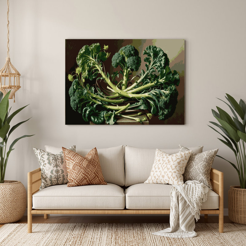 Art mural en métal légumes broccoli rabe brun, 8" H x 10" W