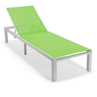 Marlin Modern Aluminum Outdoor Reclining Chaise Lounge - Weather-Resistant Sling Patio Chair for Poolside & Sunbathing