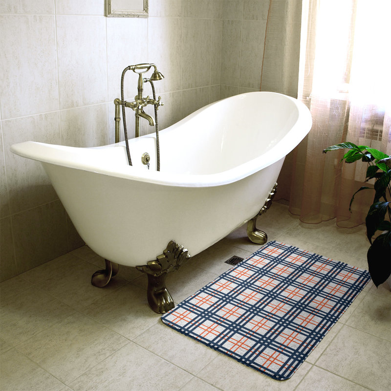 Memory Foam Non-Slip Bath Rug, 21" W x 34" L, Orange/Black/White
