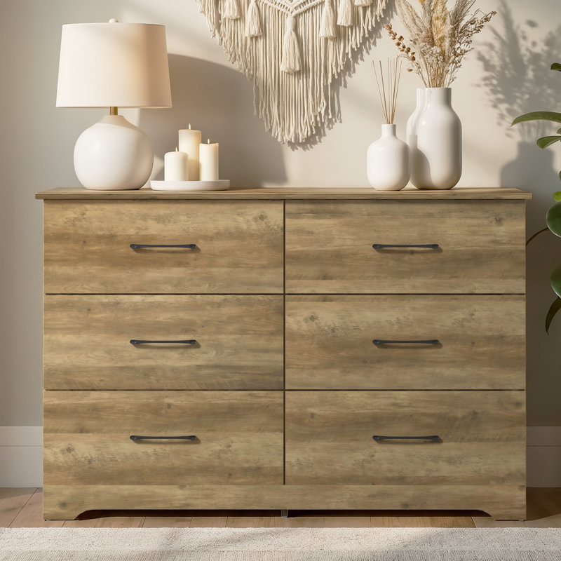 Arkia 6 Drawer 47'' W Dresser, Knotty Oak