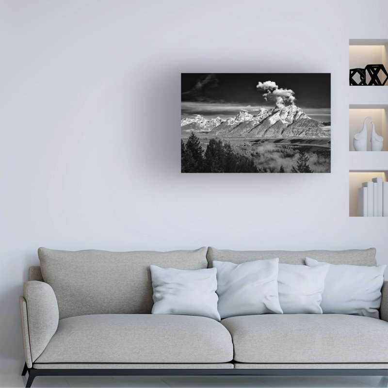 Art mural sur toile tendue - «Teton Smoke Stack» de Jon Evan pour décoration de salon, de chambre à coucher ou de bureau - 12 x 19